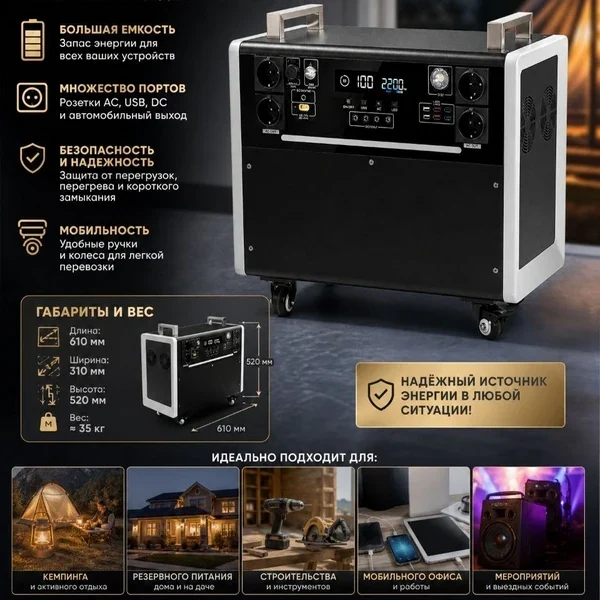 Портативная электростанция YONGMIN XT-60 2200W — фото 3