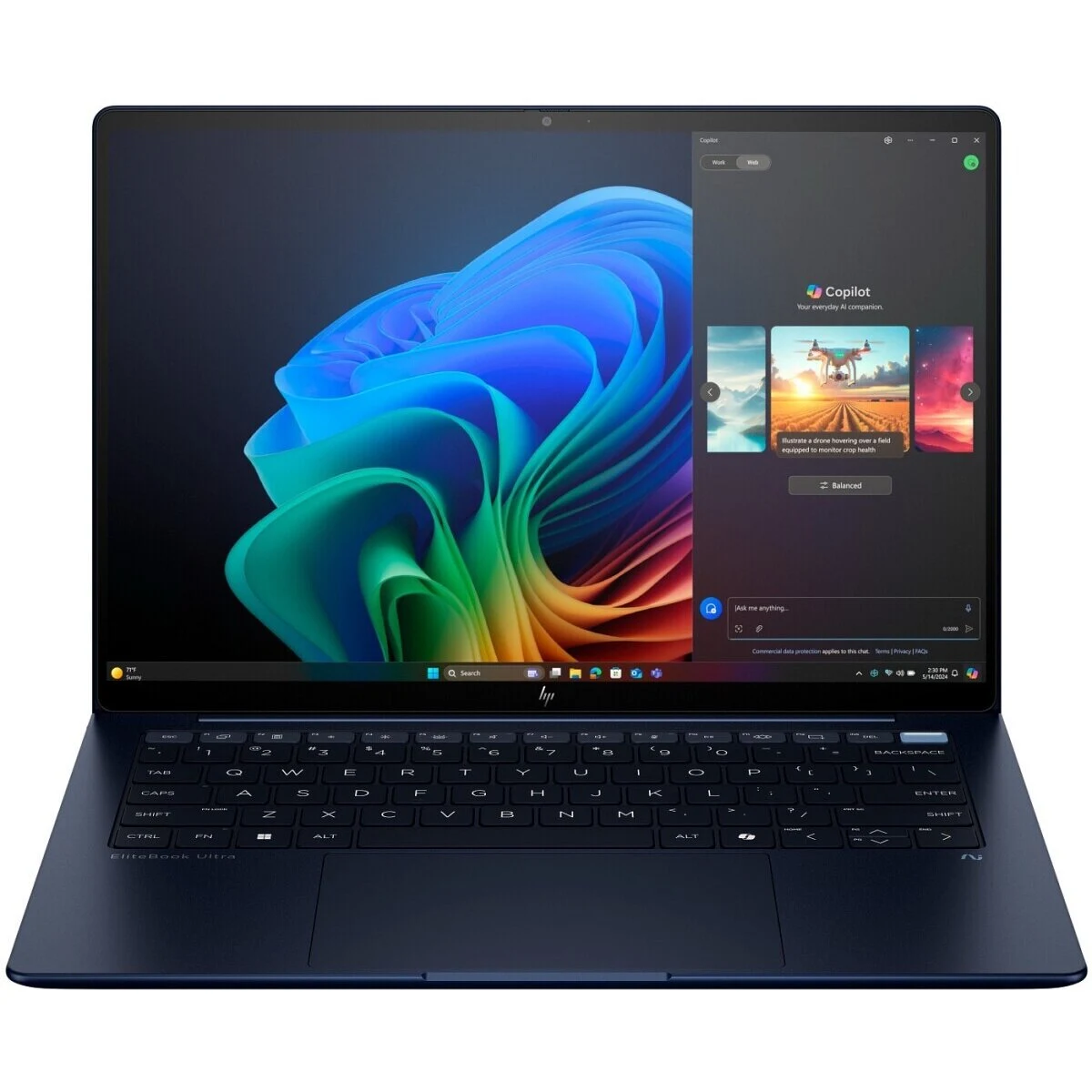 Ноутбук HP EliteBook Ultra G1i (B66TCAT) U7 258V,14" 2.8K (2880x1800) OLED 400cd BrightView AG ,32Gb LPDDR5x-8533, 1Tb SSD NVMe, ENG/RU Kbd Back