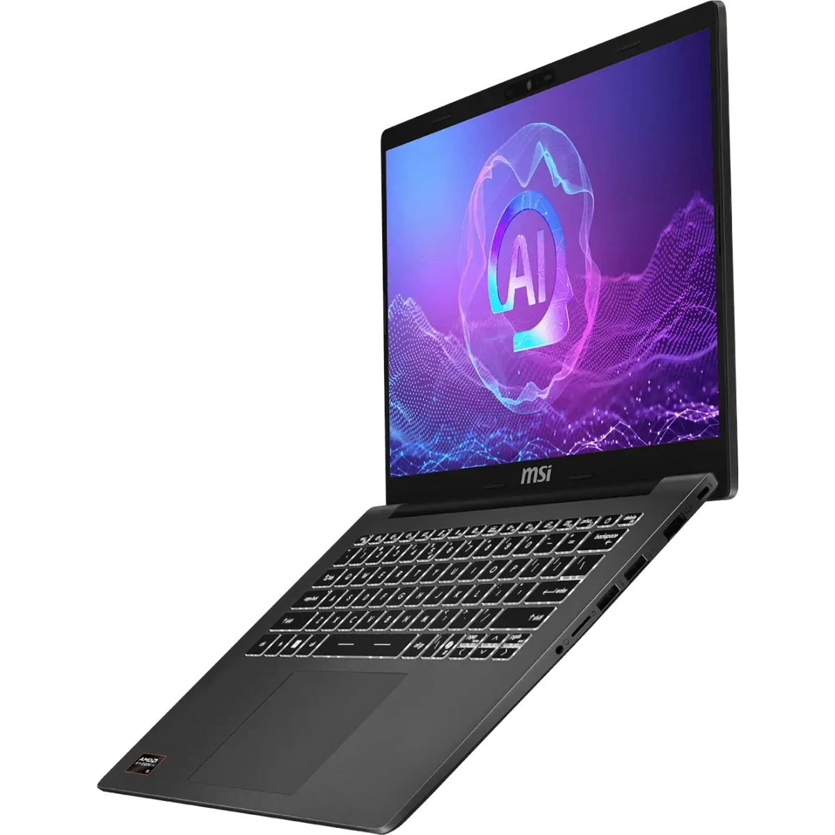 Ноутбук MSI Modern A14 AI+ F3HMG-041XRU (9S7-14SK21-041)AMD Ryzen AI 5 330/16Gb (2*8 D5)/SSD512Gb/UMA/14"/IPS/FHD/1920x1080/60Hz/NoOS/RJ-45/Grey/1.4kg — фото 3