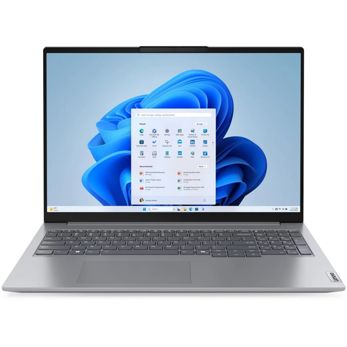 Ноутбук Lenovo Thinkbook 16 G7 AHP (21MU0006CD-PRO) (клав.рус.грав) Arctic Grey 16" WQXGA (2560x1600) 2.5K 350nits Ryzen 7 8745H/16Gb/512Gb SSD/W11Pro