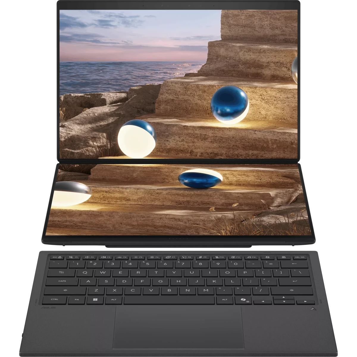Ноутбук Asus ZenBook Duo UX8407AA-SN537X (90NB16V1-M00VT0-Win11P) Core Ultra X9 378H 32Gb SSD2Tb Intel Arc B390 14" OLED Touch 3K (2880x1800) dk.grey