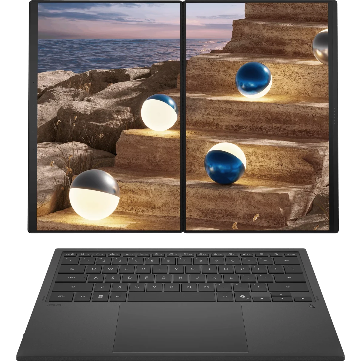 Ноутбук Asus ZenBook Duo UX8407AA-SN198X (90NB16V1-M00910-Win11P) Core Ultra X9 388H 32Gb SSD1Tb Intel Arc B390 14" OLED Touch 3K (2880x1800) dk.grey — фото 2