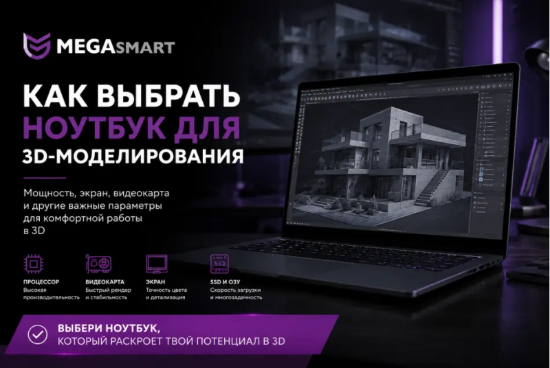 Как выбрать ноутбук для 3D-моделирования в 2026 году | MEGAsmart