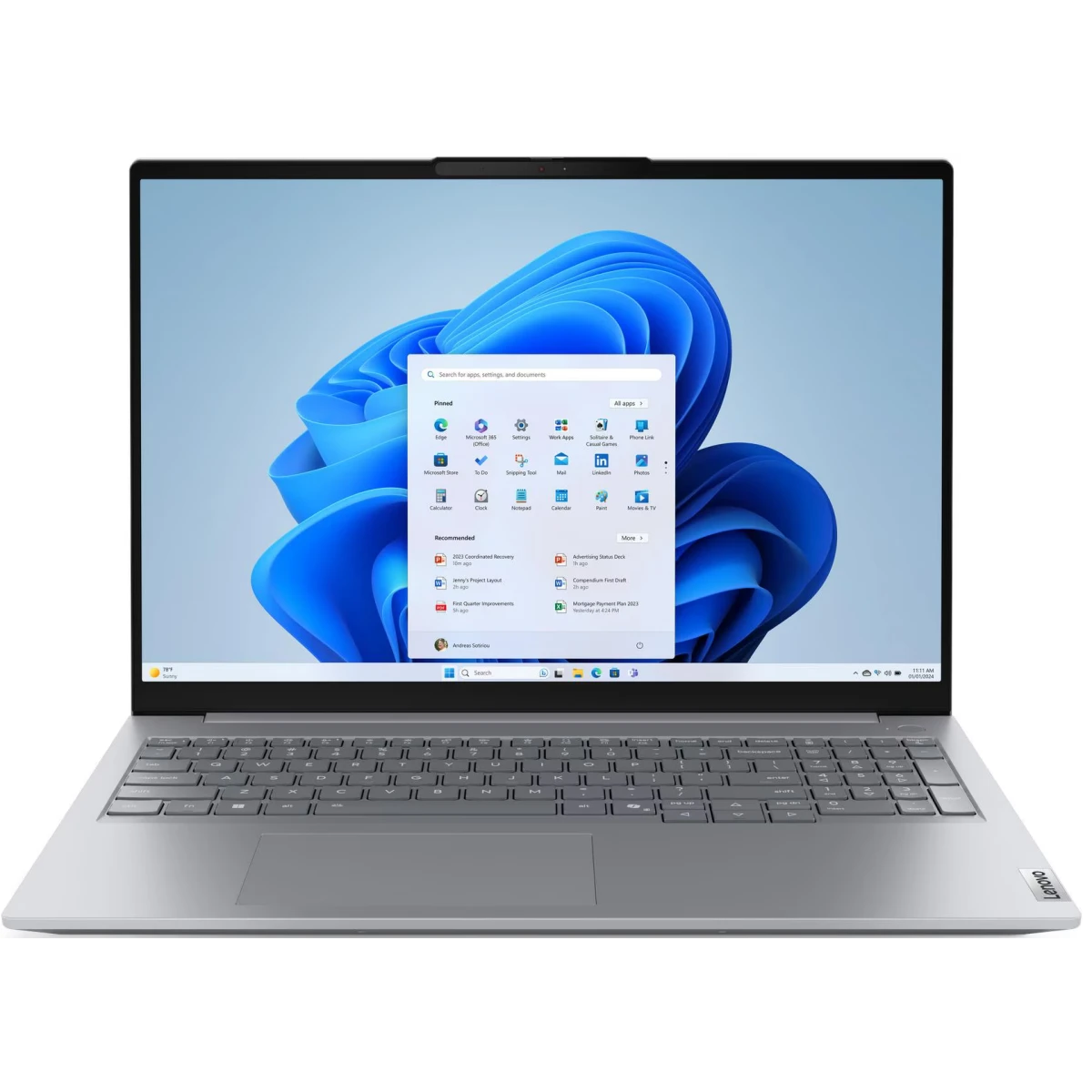 Ноутбук Lenovo Thinkbook 16 G9 (21US000QGQ-Win11Pro) IRL Core 5 210H 16Gb SSD512Gb Intel Graphics 16" IPS WUXGA (1920x1200) grey WiFi BT Cam